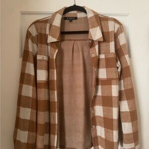 Plaid Brown and Cream Women's Jacket